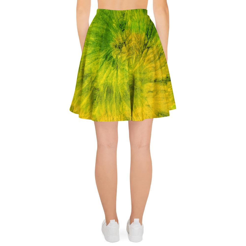 Lime Green Tie Dye Women's Skirt-grizzshop