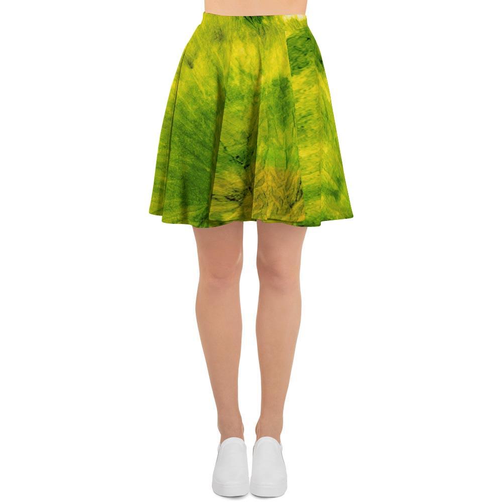 Lime Green Tie Dye Women's Skirt-grizzshop