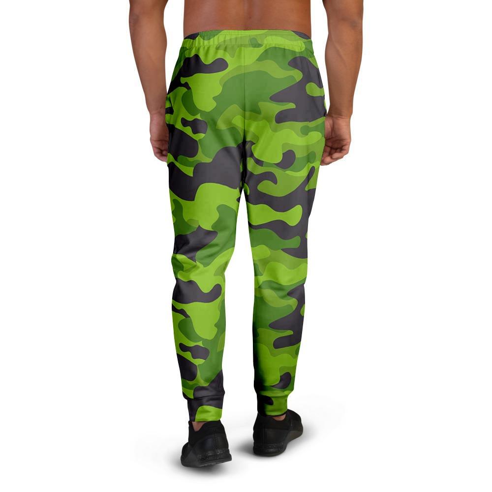 Lime Green Camo Print Men's Joggers-grizzshop