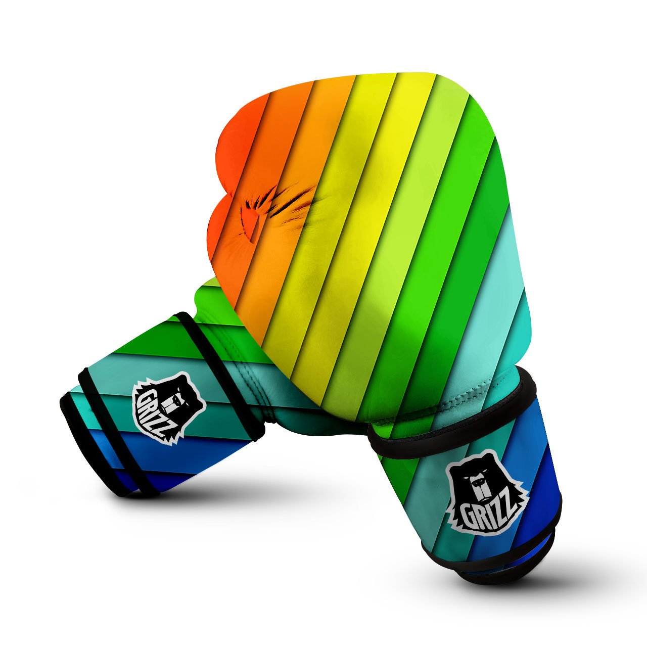 Lines Rainbow Diagonal Print Pattern Boxing Gloves-grizzshop