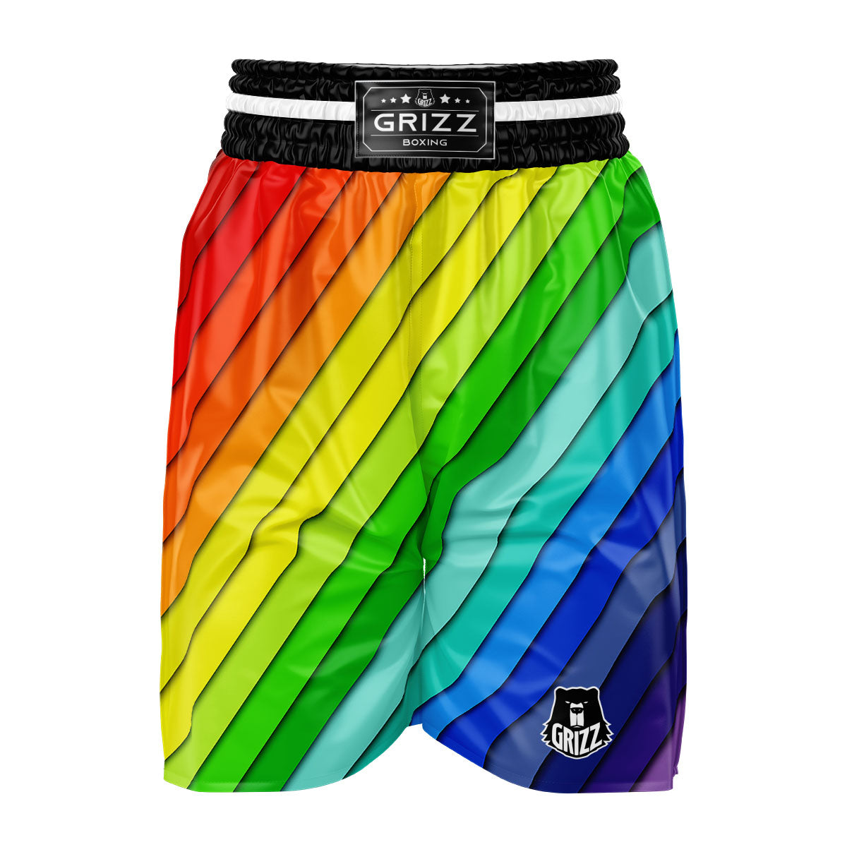 Lines Rainbow Diagonal Print Pattern Boxing Shorts-grizzshop