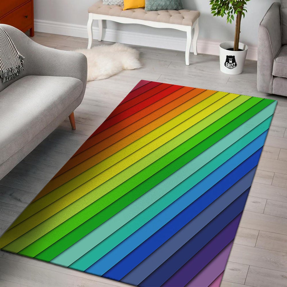 Lines Rainbow Diagonal Print Pattern Floor Mat-grizzshop