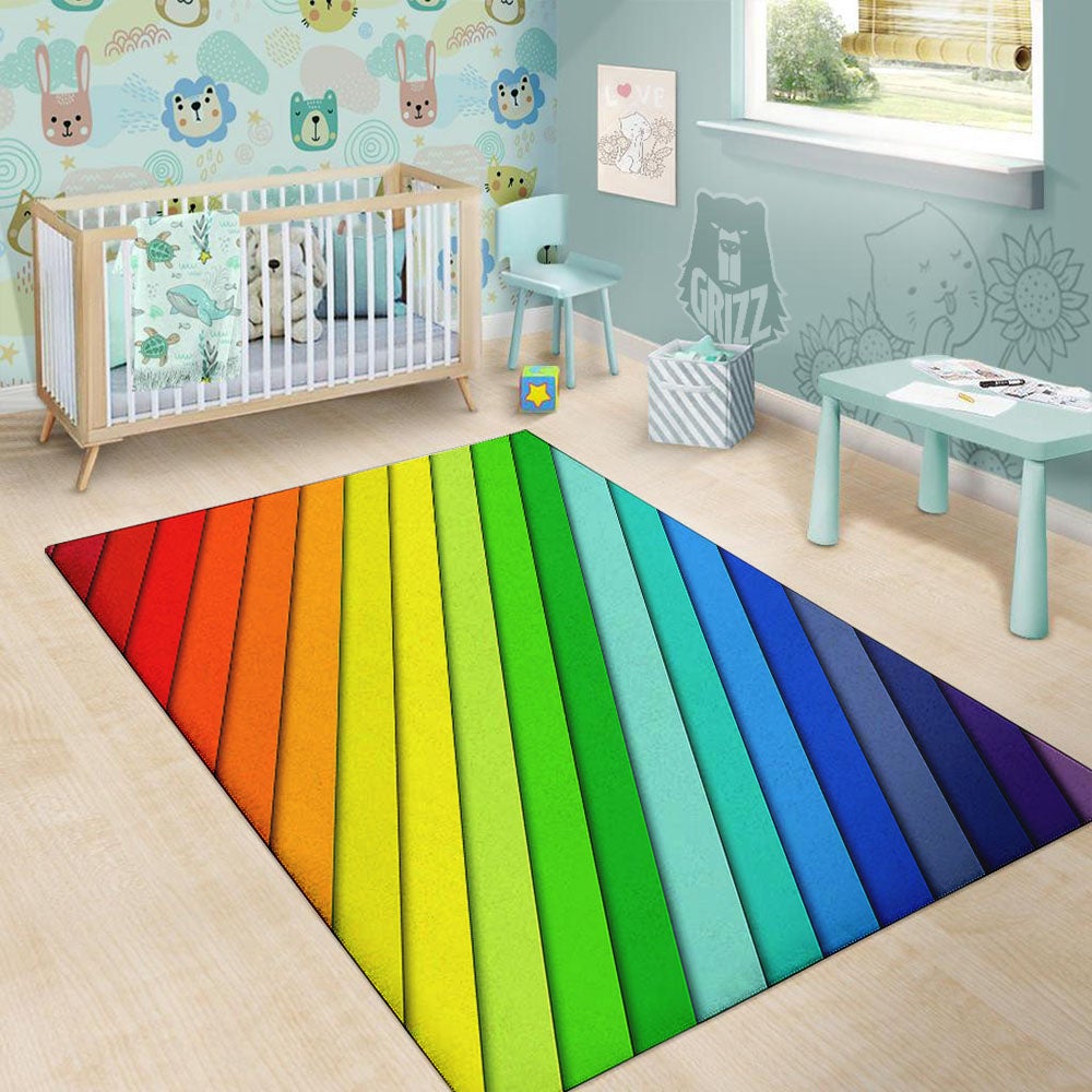 Lines Rainbow Diagonal Print Pattern Floor Mat-grizzshop