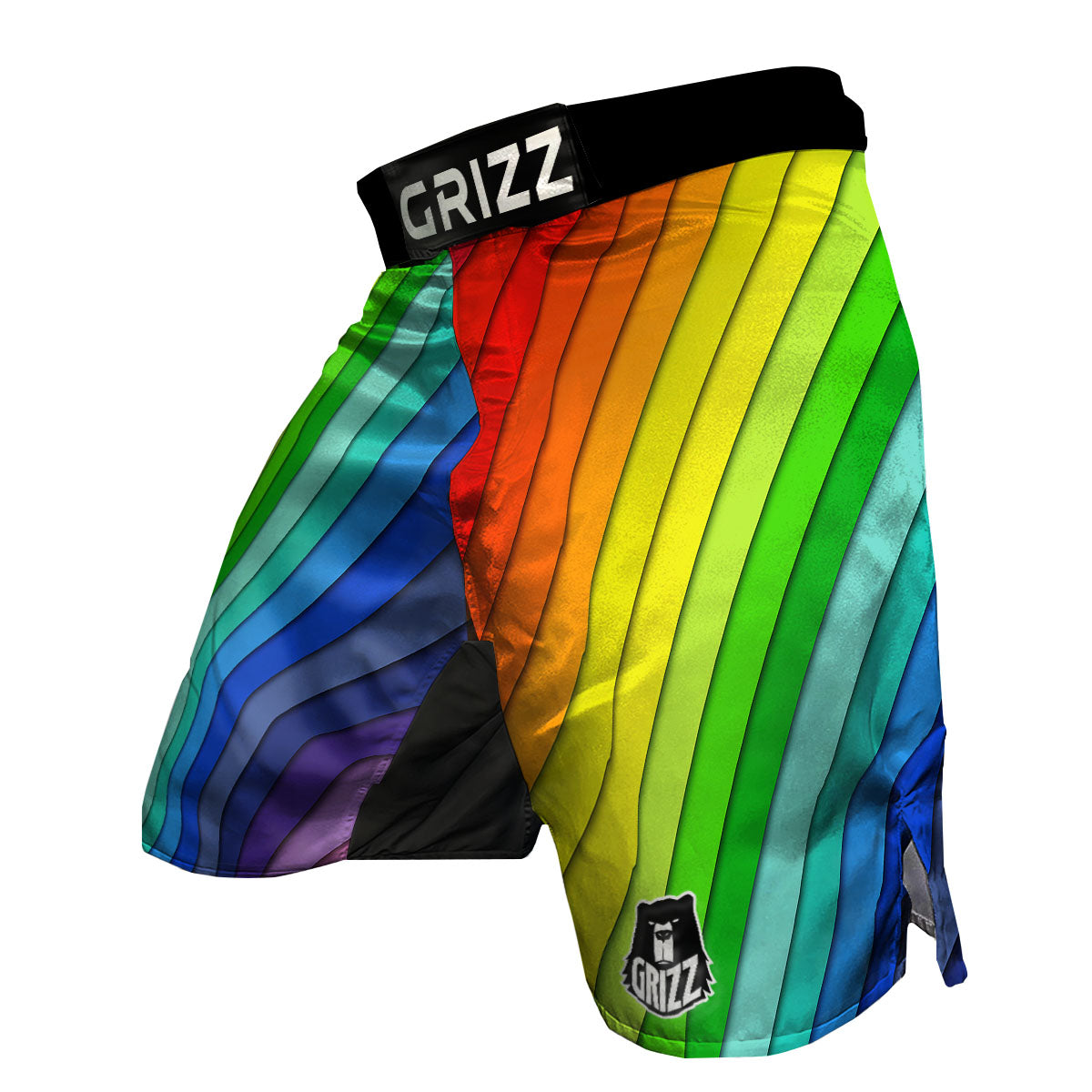 Lines Rainbow Diagonal Print Pattern MMA Shorts-grizzshop
