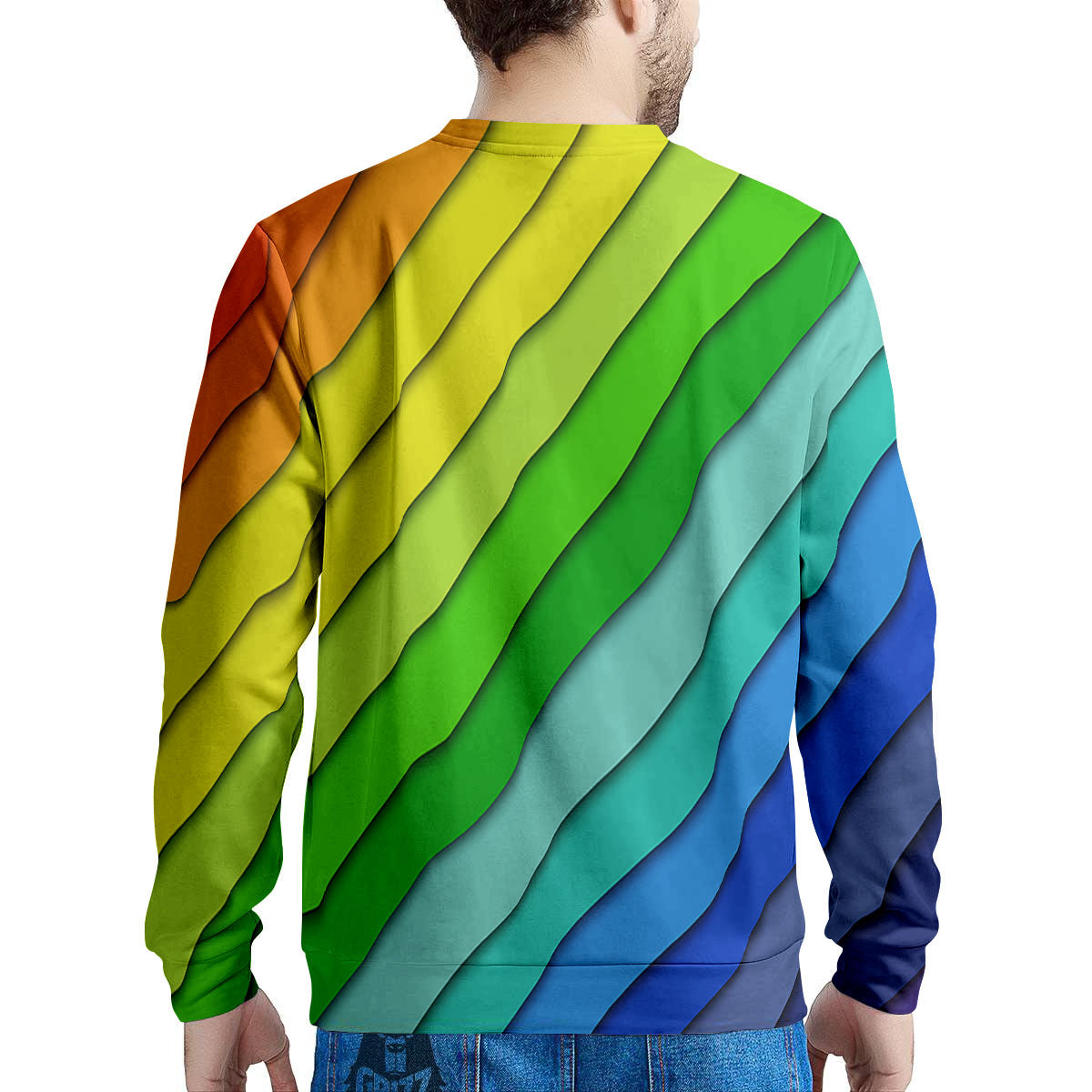 Lines Rainbow Diagonal Print Pattern Men's Sweatshirt-grizzshop