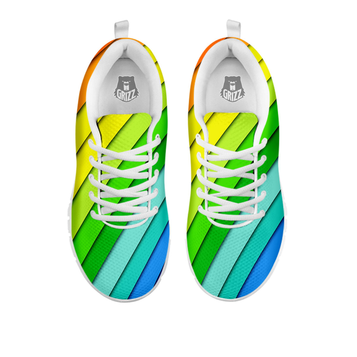 Lines Rainbow Diagonal Print Pattern White Sneaker-grizzshop