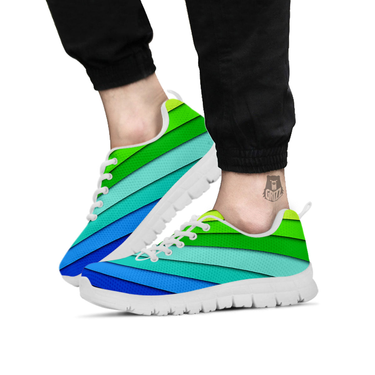 Lines Rainbow Diagonal Print Pattern White Sneaker-grizzshop