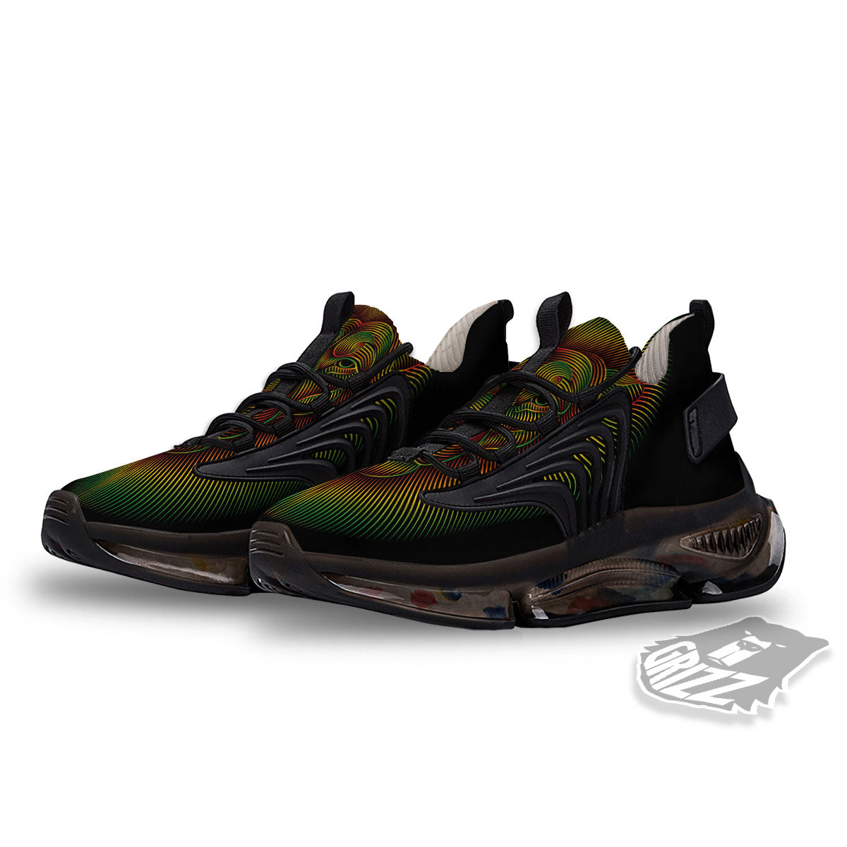 Lion Rasta Print Black Gym Shoes-grizzshop