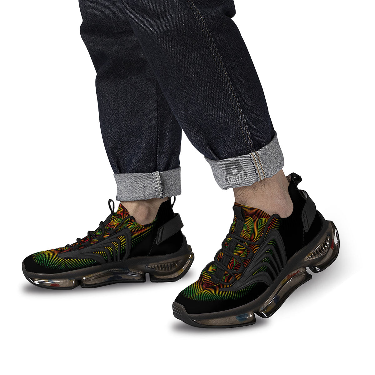 Lion Rasta Print Black Gym Shoes-grizzshop