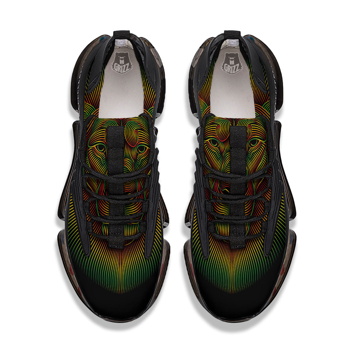 Lion Rasta Print Black Gym Shoes-grizzshop