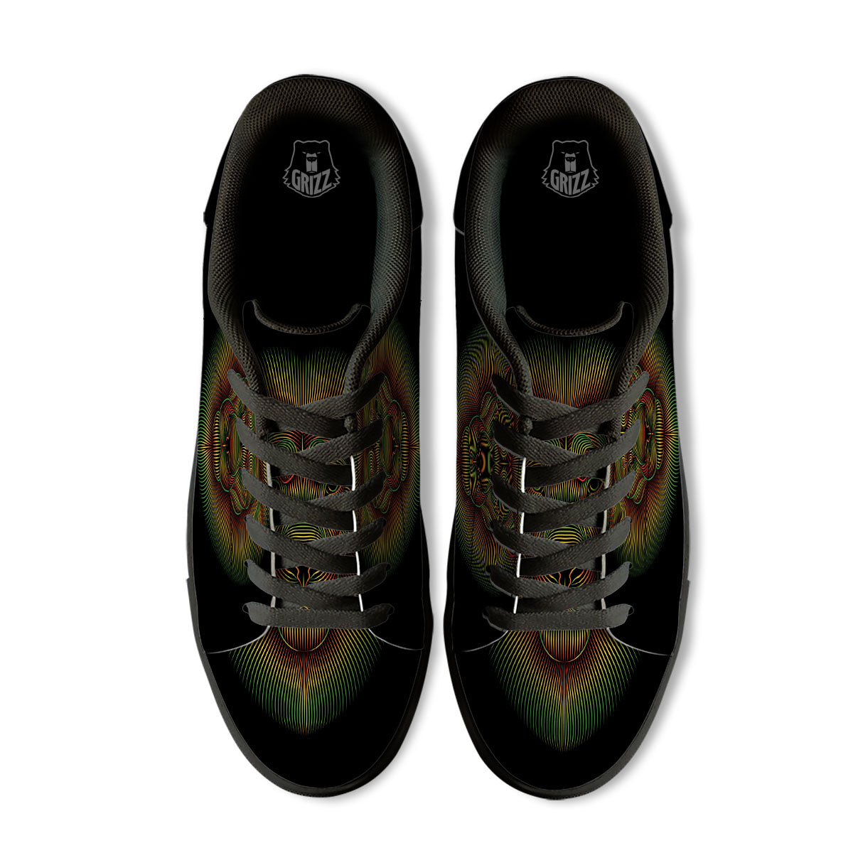 Lion Rasta Print Black Low Top Sneakers-grizzshop