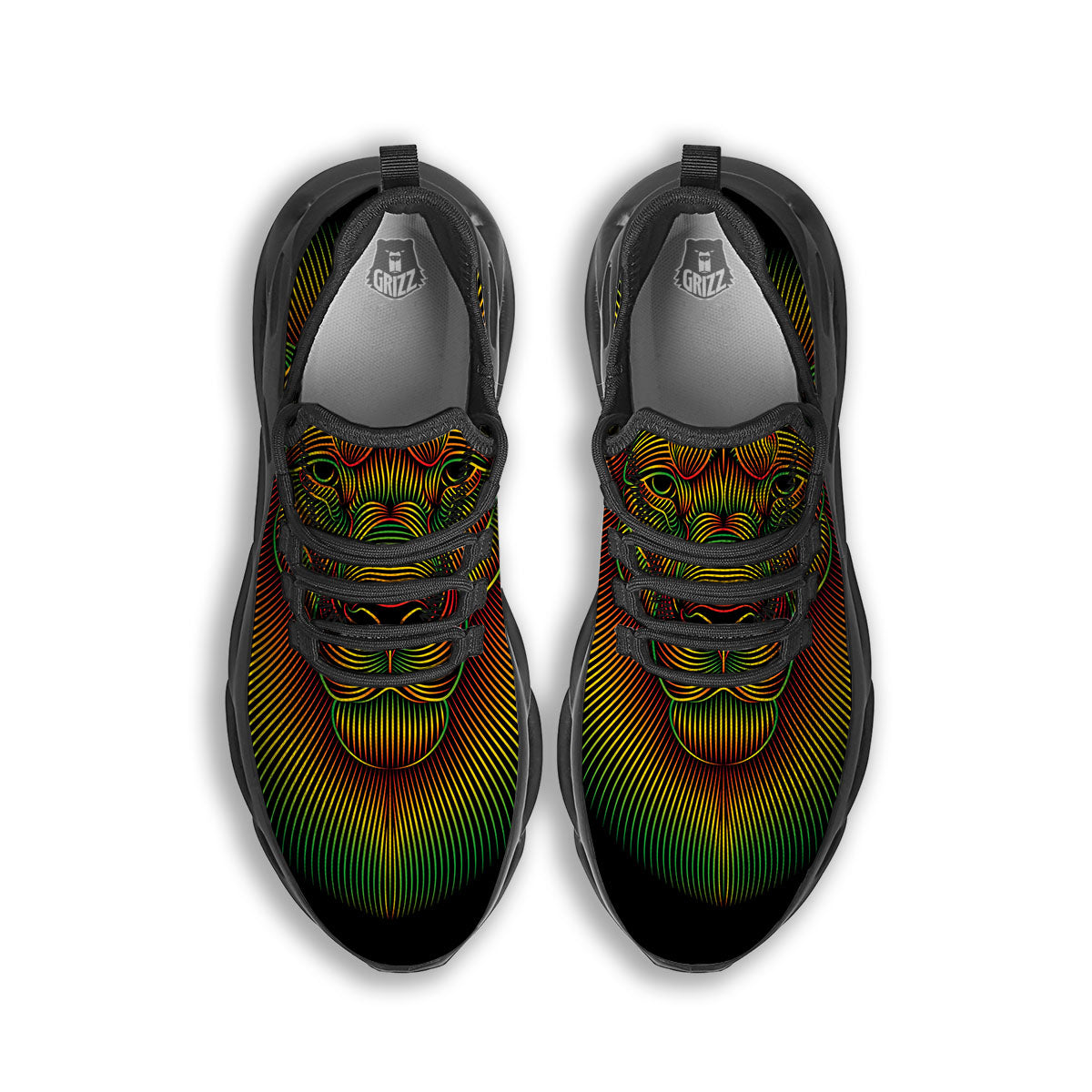 Lion Rasta Print Black Running Shoes-grizzshop