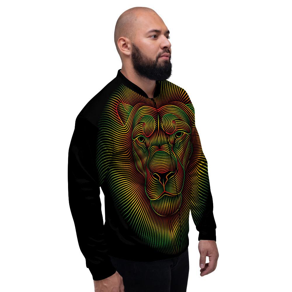 Lion Rasta Print Men's Bomber Jacket-grizzshop