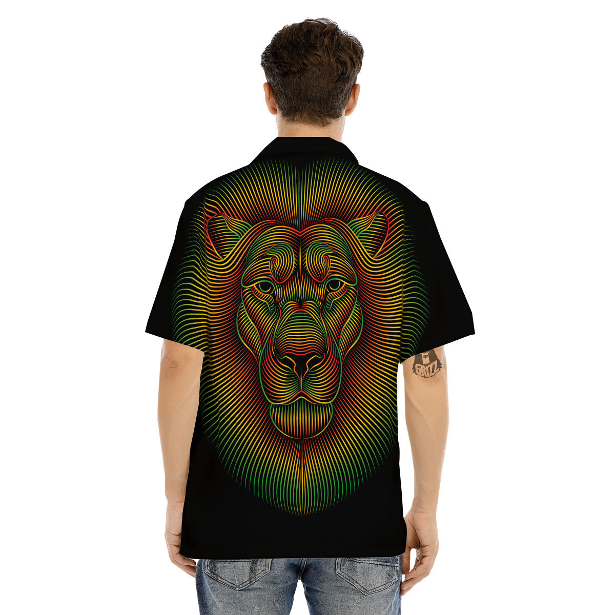 Lion Rasta Print Men's Hawaiian Shirt-grizzshop