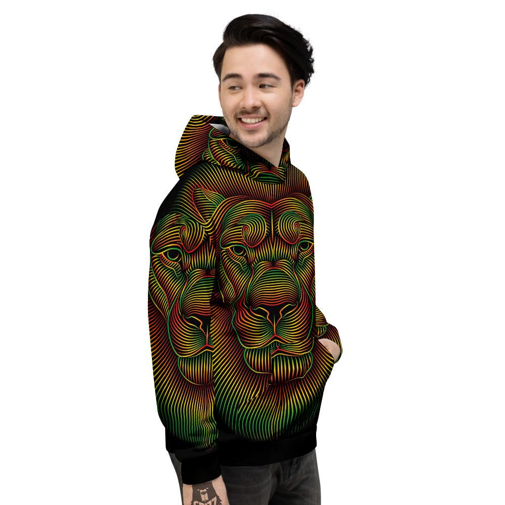 Lion Rasta Print Men's Hoodie-grizzshop
