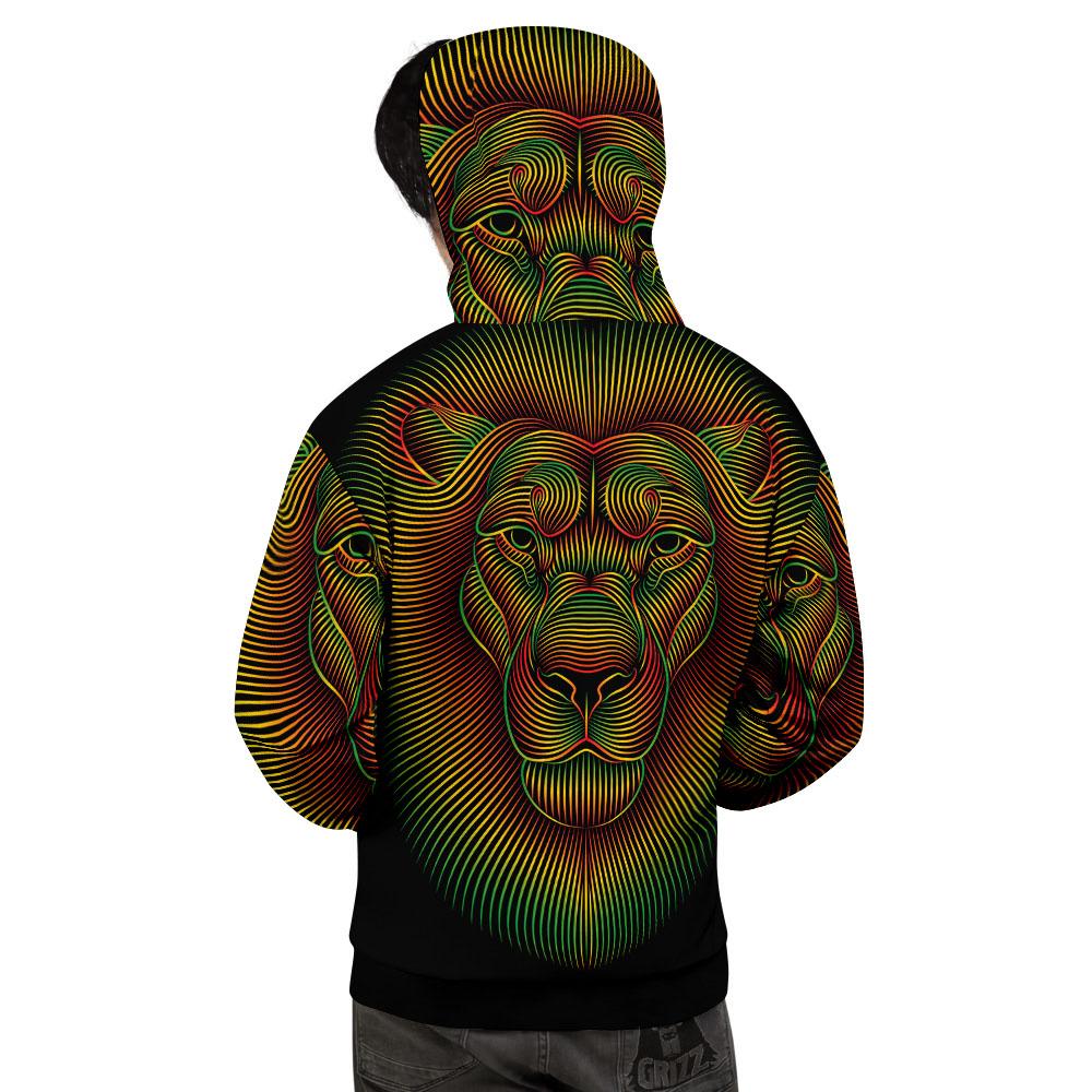 Lion Rasta Print Men's Hoodie-grizzshop