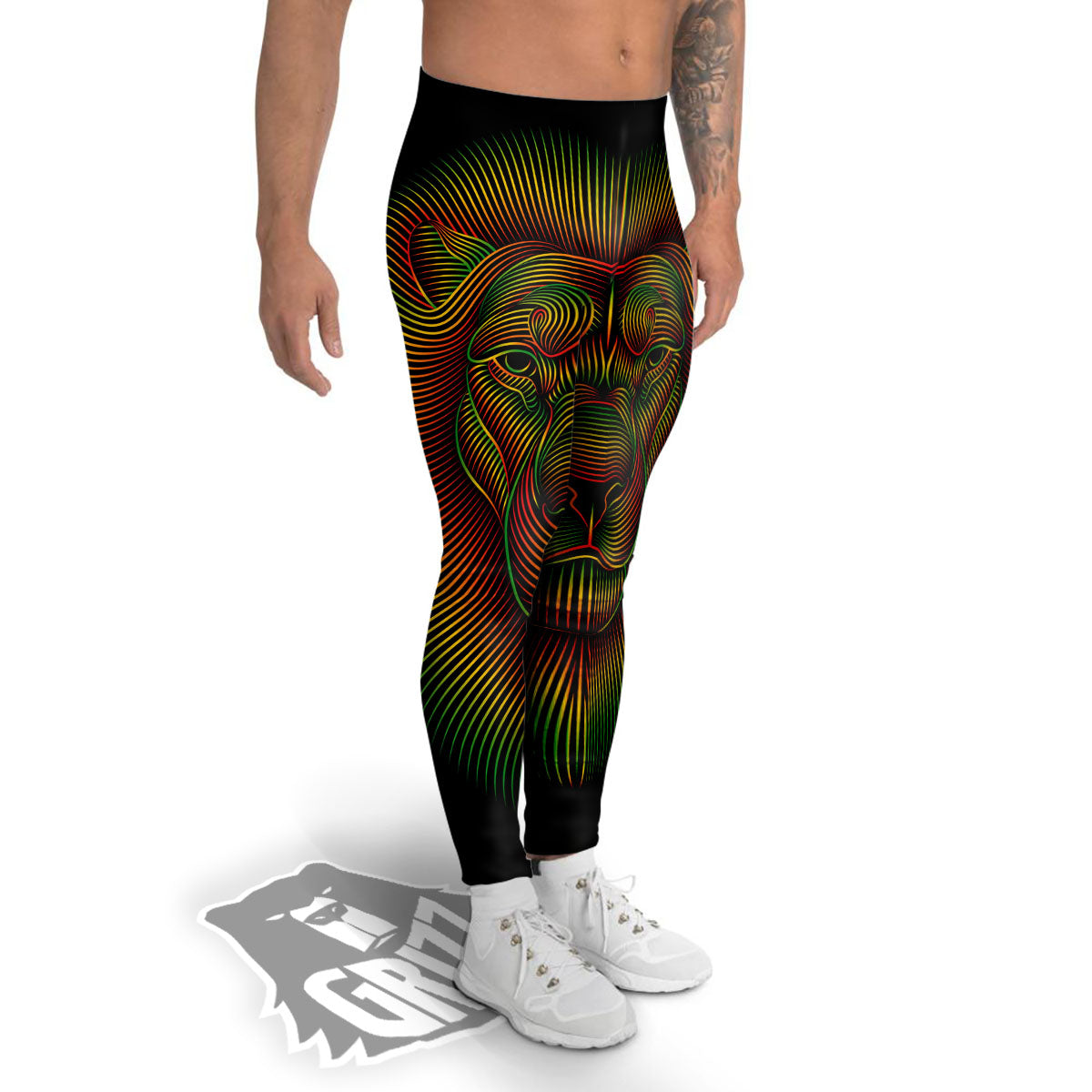 Lion Rasta Print Men's Leggings-grizzshop