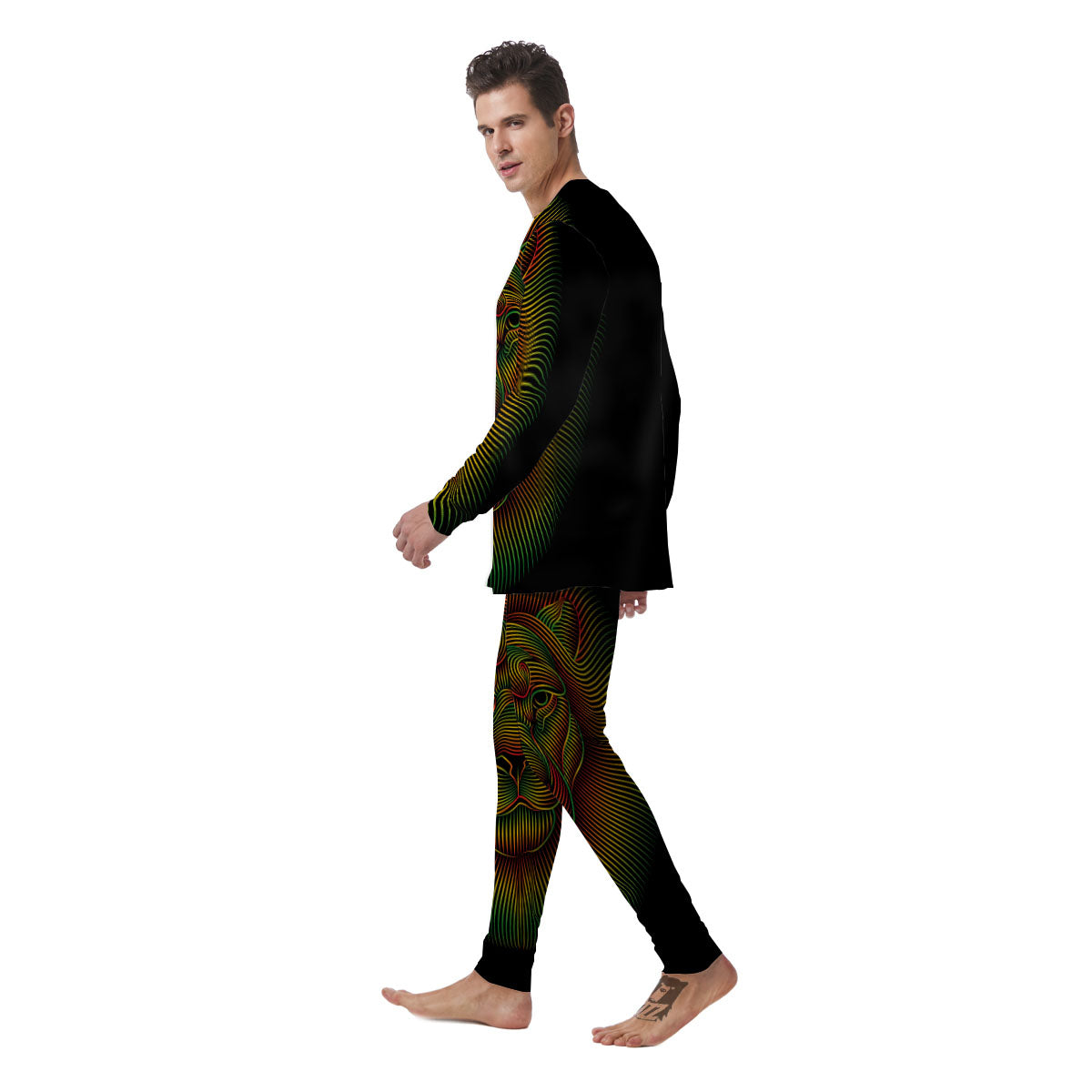 Lion Rasta Print Men's Pajamas-grizzshop