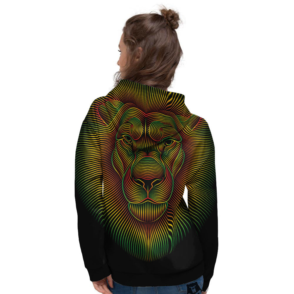 Lion Rasta Print Women's Hoodie-grizzshop