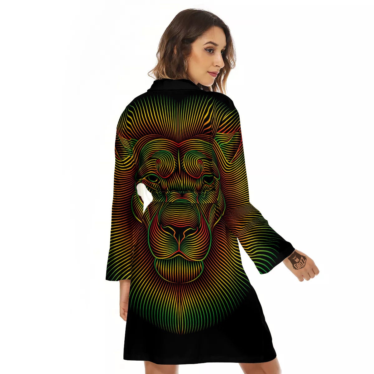 Lion Rasta Print Women's Robe-grizzshop
