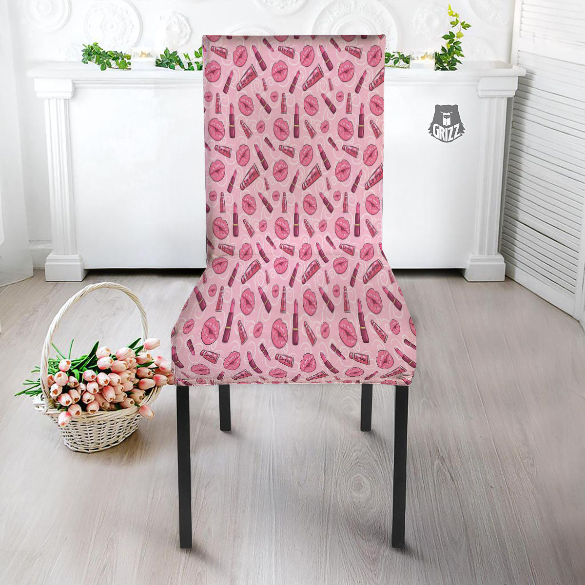 Lips Funky Kiss Print Pattern Dining Chair Slipcover-grizzshop