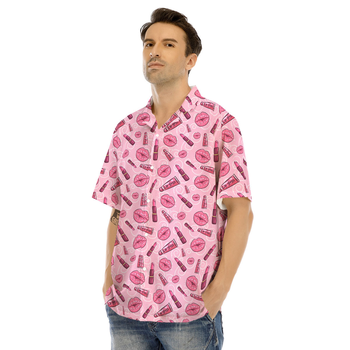 Lips Funky Kiss Print Pattern Men's Hawaiian Shirt-grizzshop