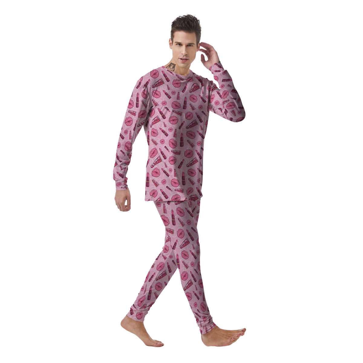 Lips Funky Kiss Print Pattern Men's Pajamas-grizzshop