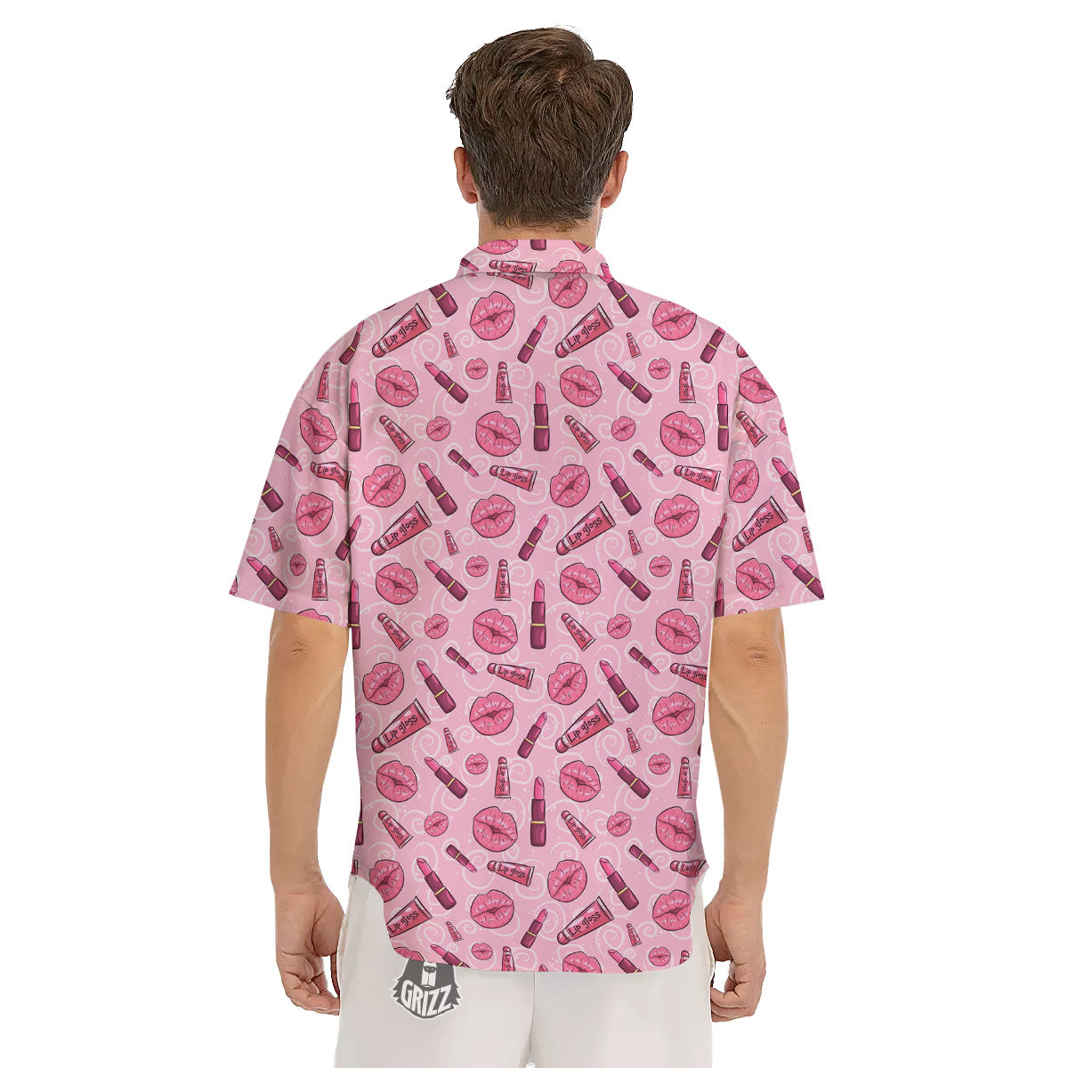 Lips Funky Kiss Print Pattern Men's Short Sleeve Shirts-grizzshop