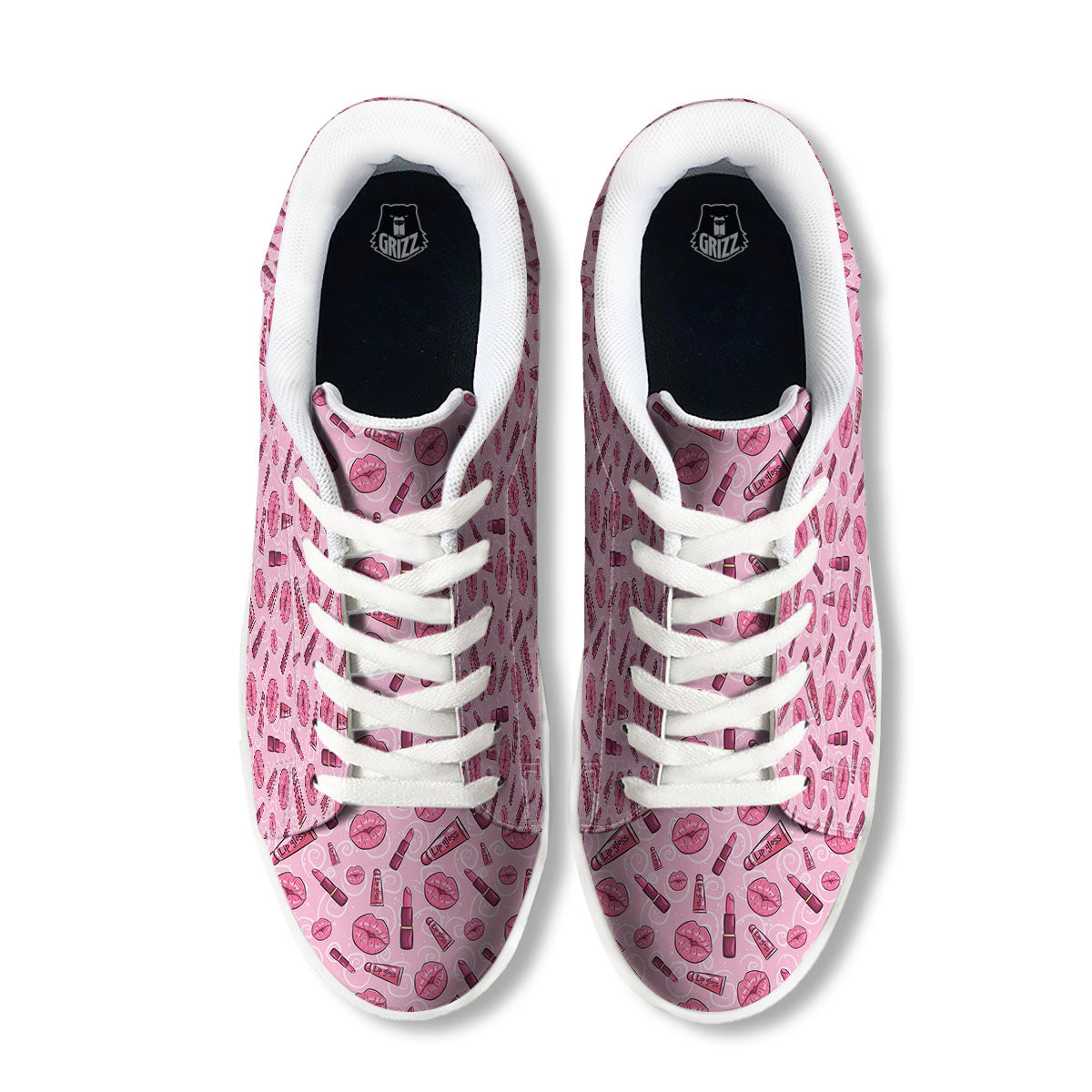 Lips Funky Kiss Print Pattern White Low Top Sneakers-grizzshop