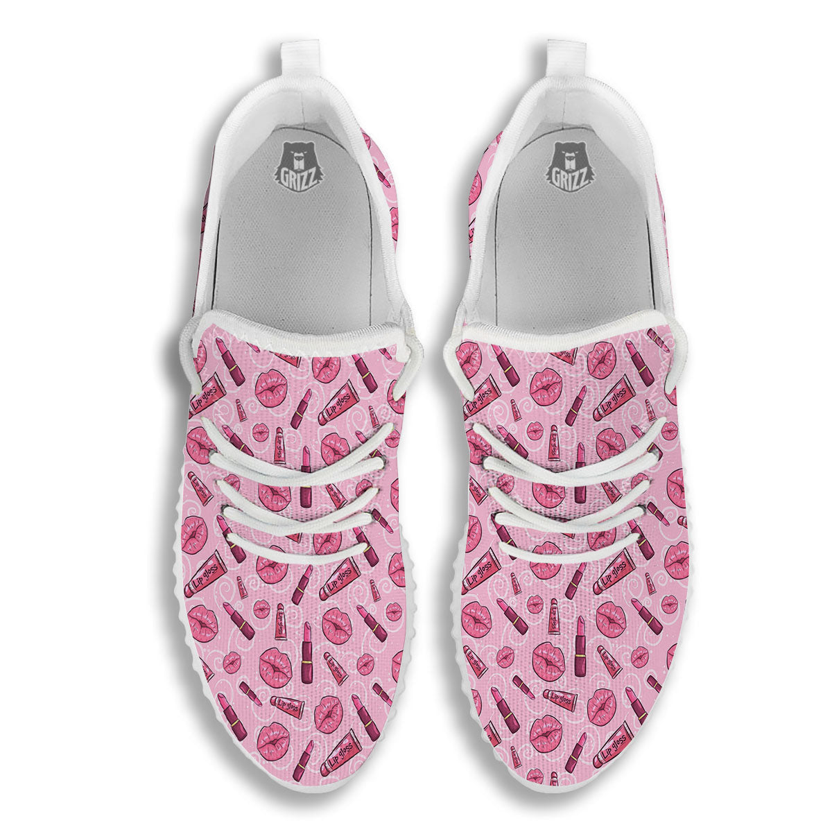 Lips Funky Kiss Print Pattern White Walking Shoes-grizzshop