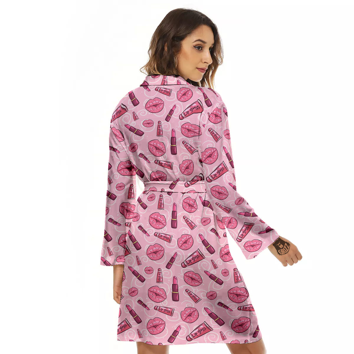 Lips Funky Kiss Print Pattern Women's Robe-grizzshop