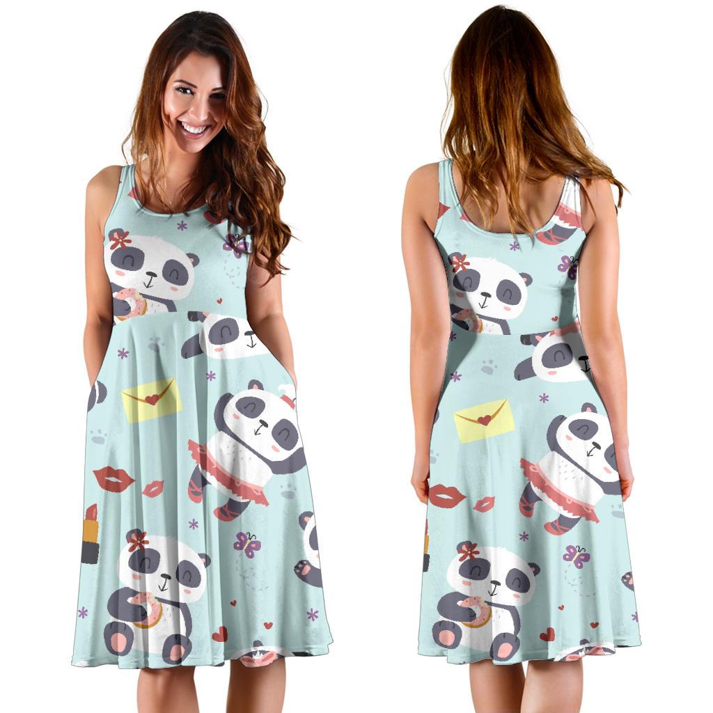Lips Panda Pattern Print Dress-grizzshop