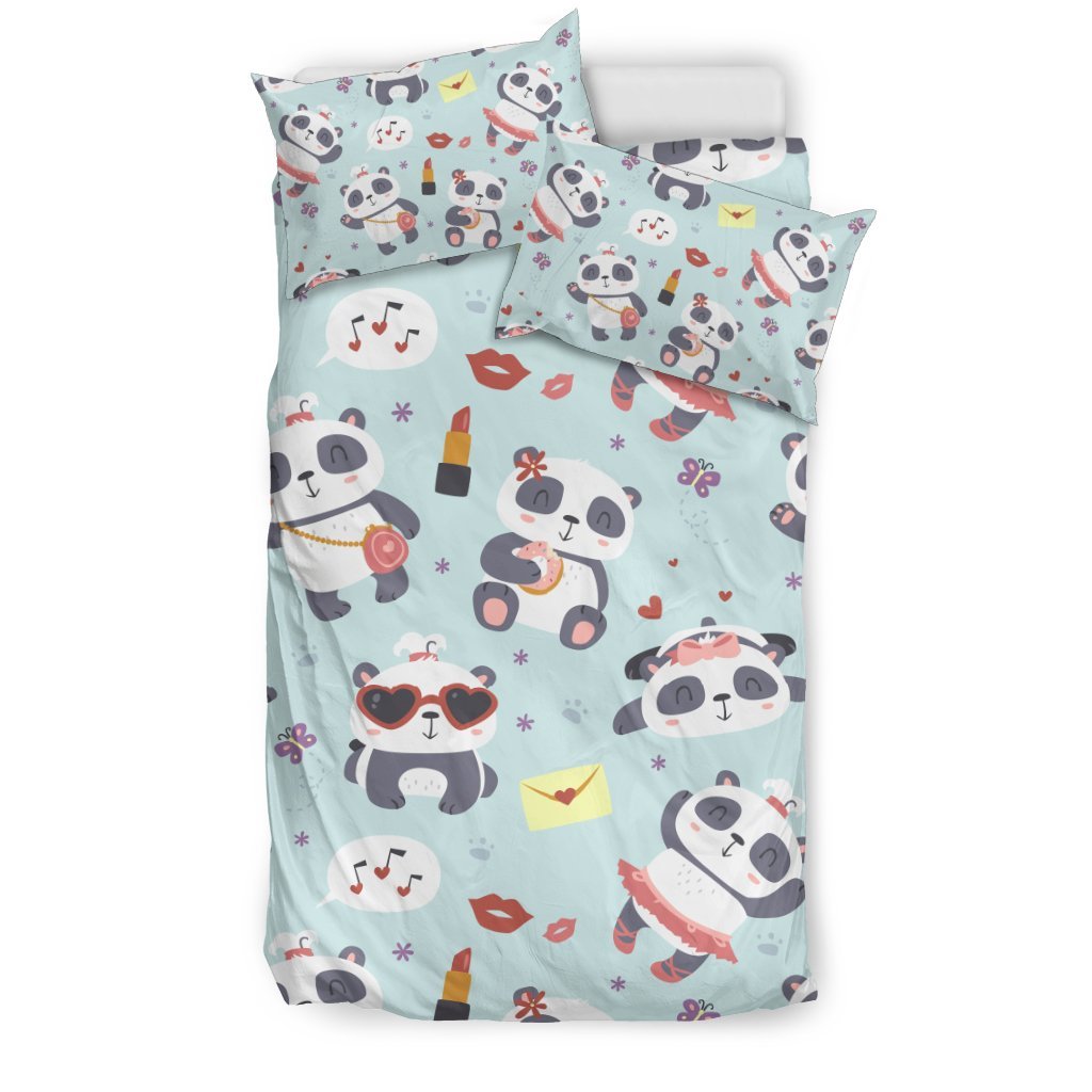 Lips Panda Pattern Print Duvet Cover Bedding Set-grizzshop