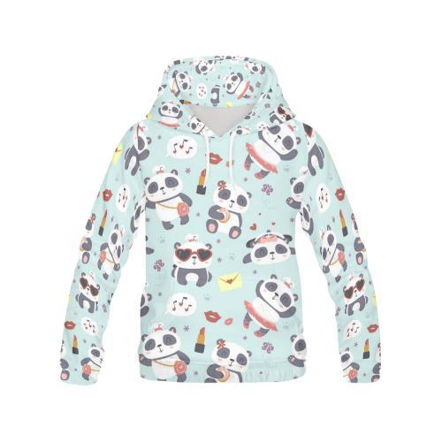 Lips Panda Pattern Print Men Pullover Hoodie-grizzshop