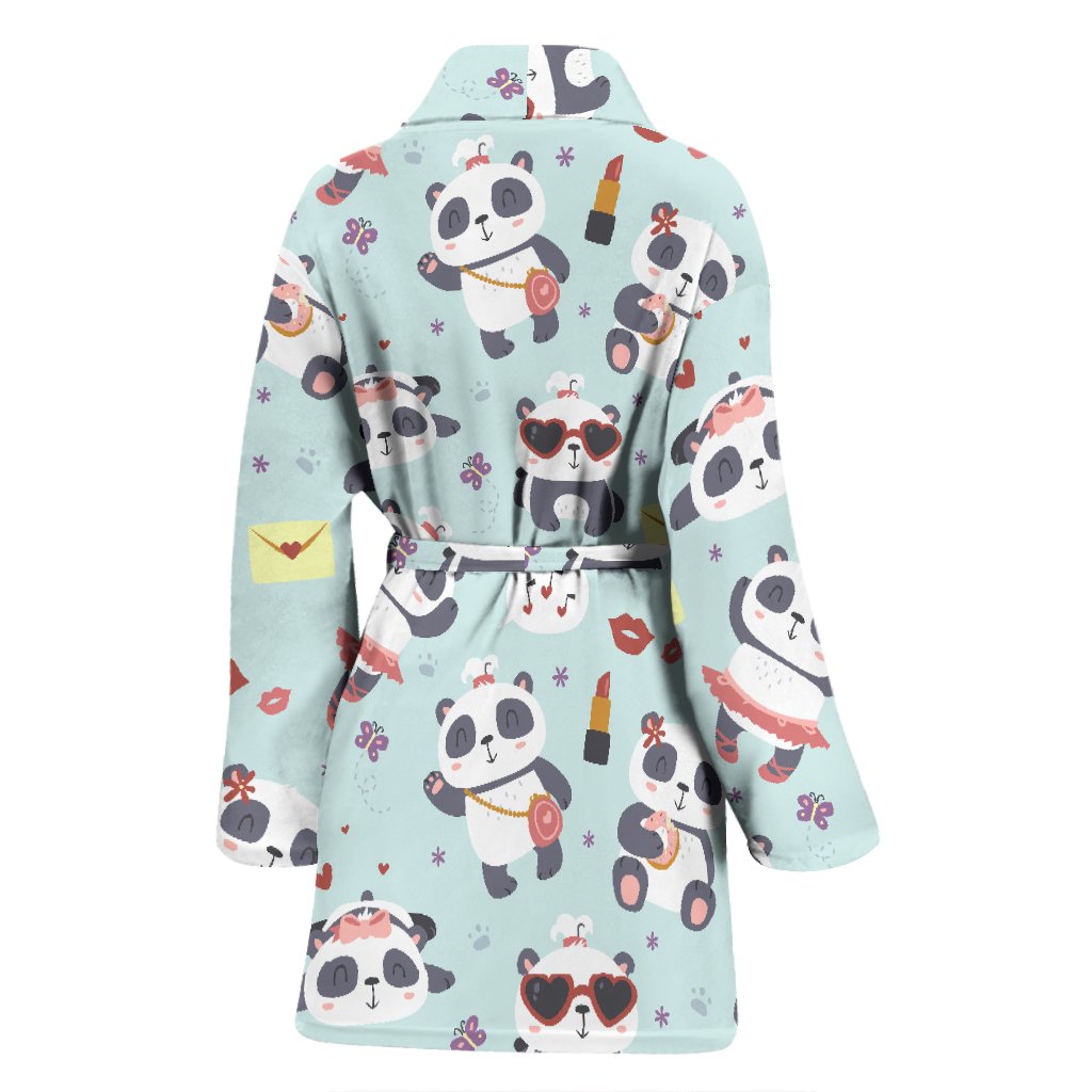 Lips Panda Pattern Print Women Long Robe-grizzshop