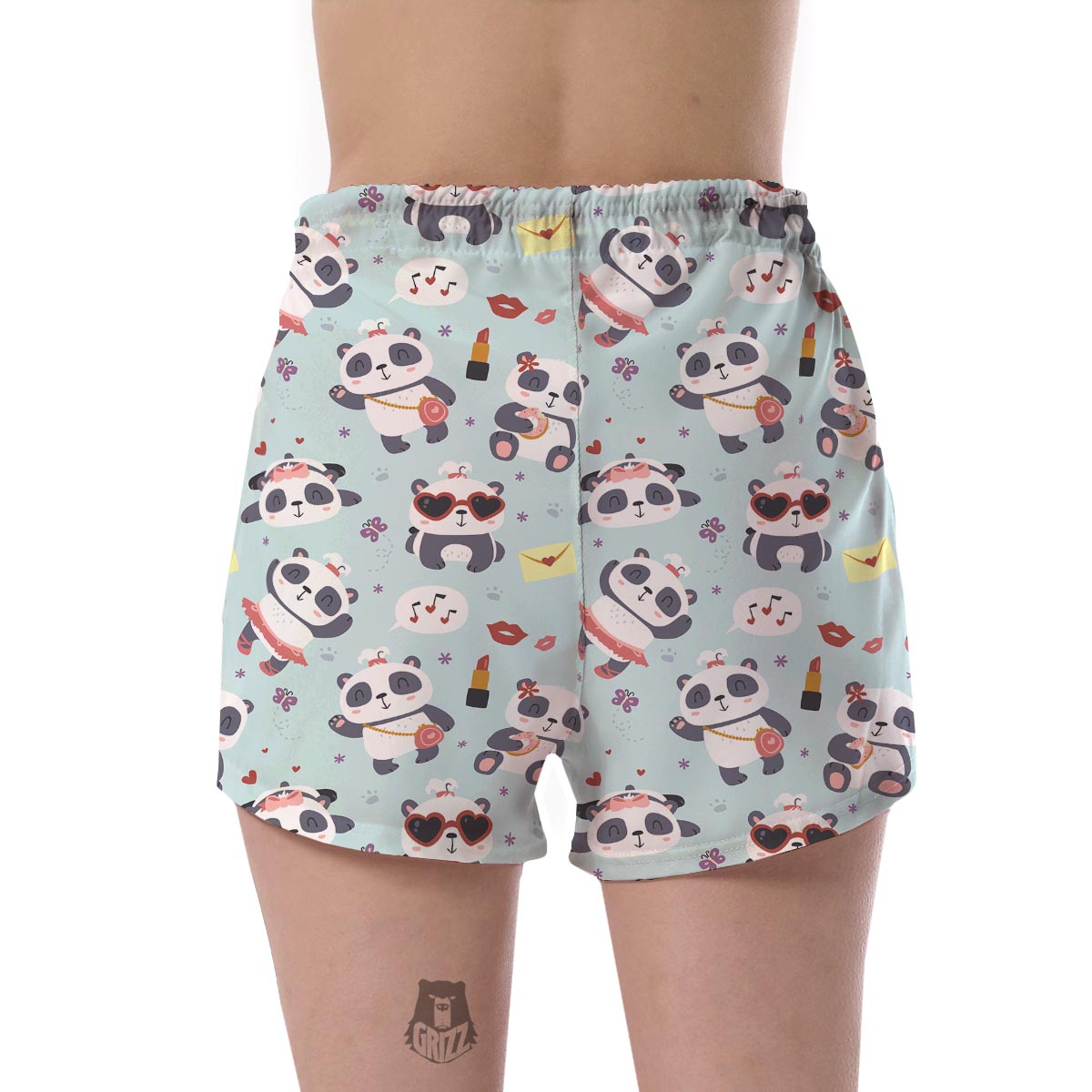 Lips Panda Pattern Print Women's Shorts-grizzshop
