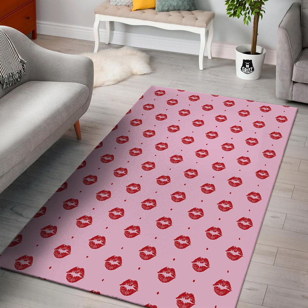 Lips Pink And Red Print Pattern Floor Mat-grizzshop
