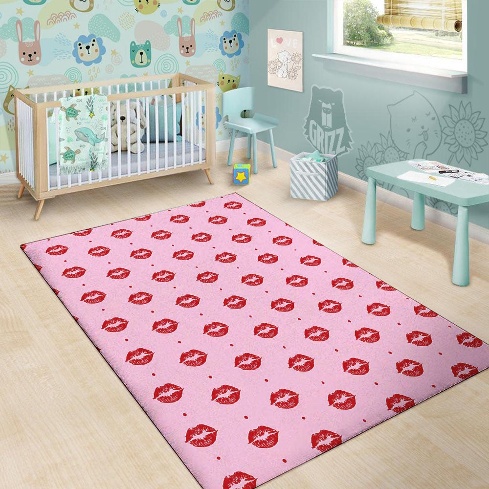Lips Pink And Red Print Pattern Floor Mat-grizzshop