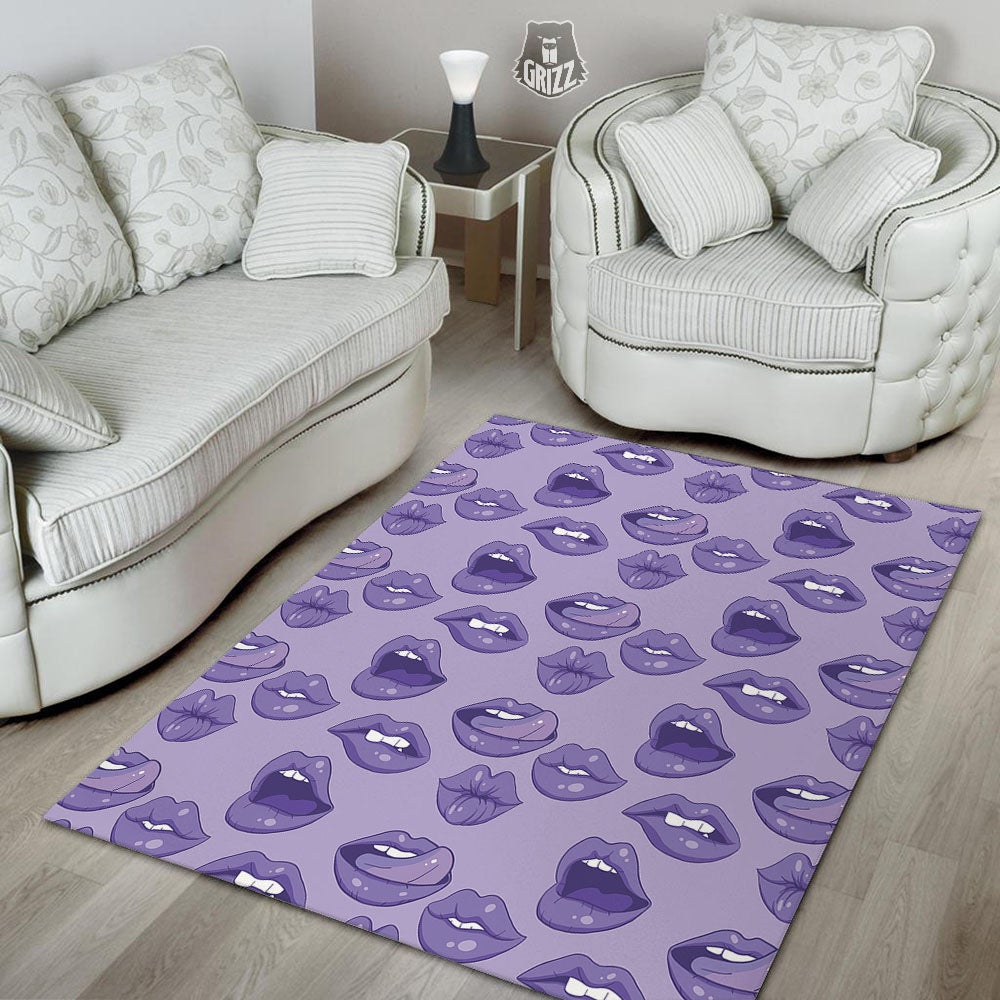 Lips Purple Print Pattern Floor Mat-grizzshop