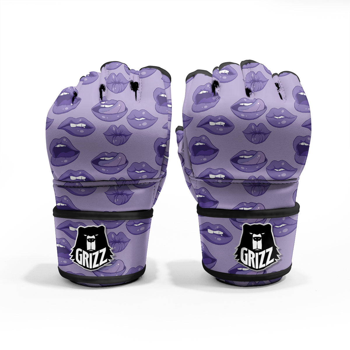 Lips Purple Print Pattern MMA Gloves-grizzshop