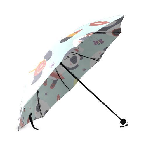 Lips Panda Pattern Print Foldable Umbrella-grizzshop