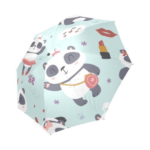 Lips Panda Pattern Print Foldable Umbrella-grizzshop