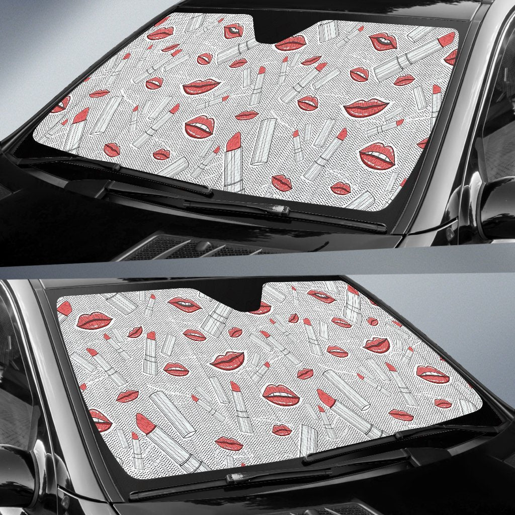 Lipstick Red Lips Pattern Print Car Sun Shade-grizzshop