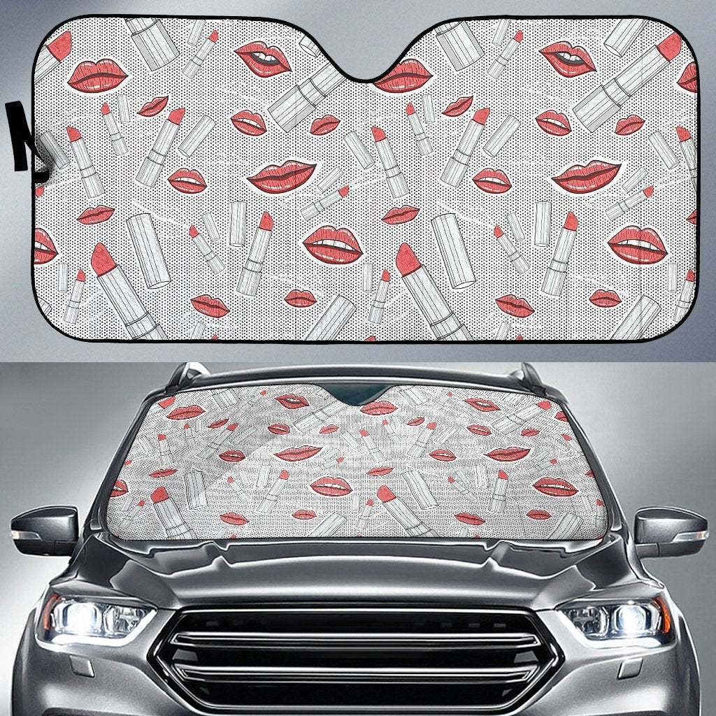 Lipstick Red Lips Pattern Print Car Sun Shade-grizzshop