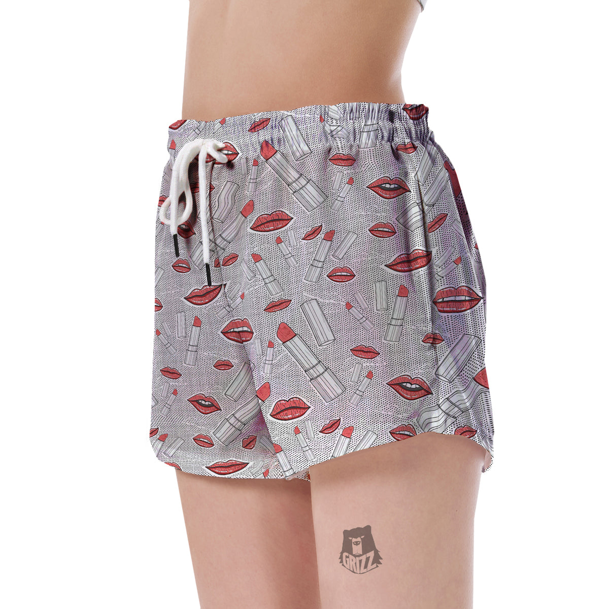 Lipstick Red Lips Pattern Print Women's Shorts-grizzshop
