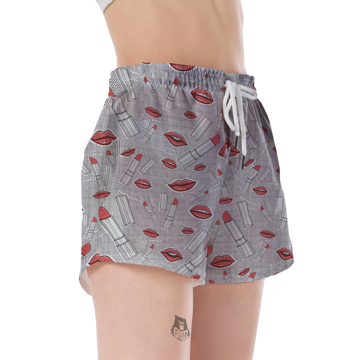 Lipstick Red Lips Pattern Print Women's Shorts-grizzshop
