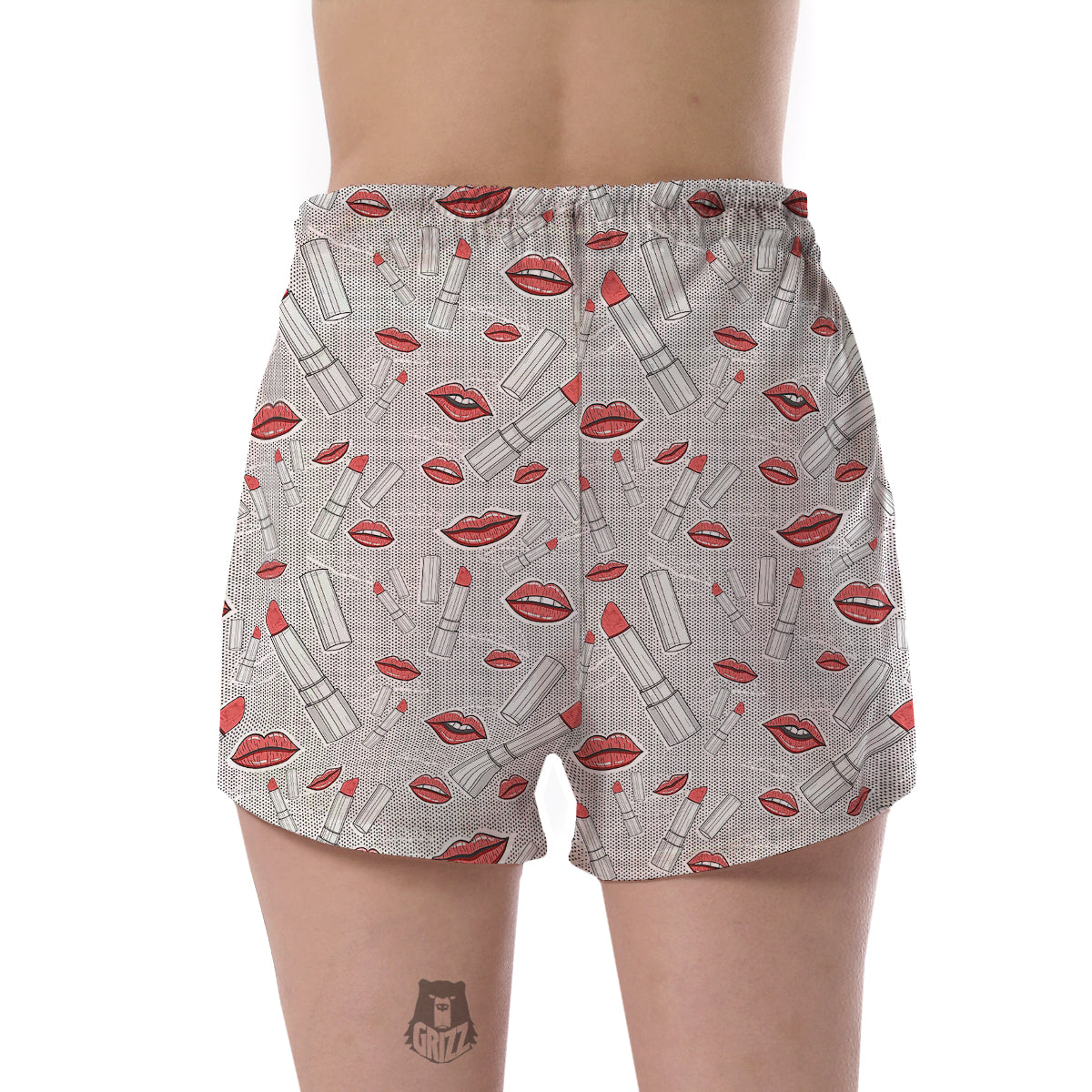 Lipstick Red Lips Pattern Print Women's Shorts-grizzshop
