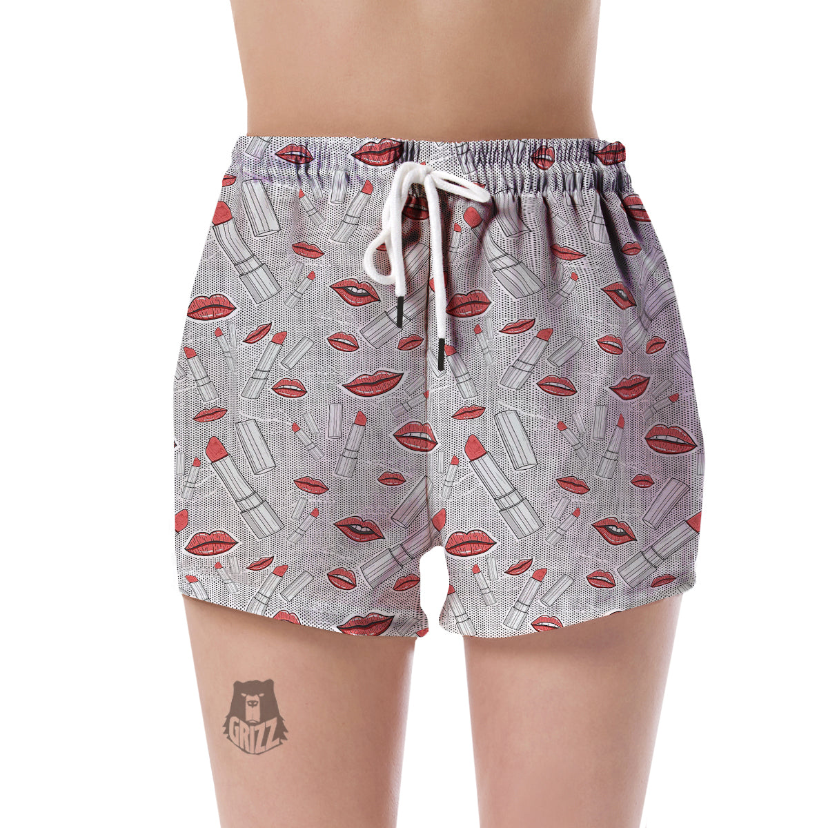 Lipstick Red Lips Pattern Print Women's Shorts-grizzshop