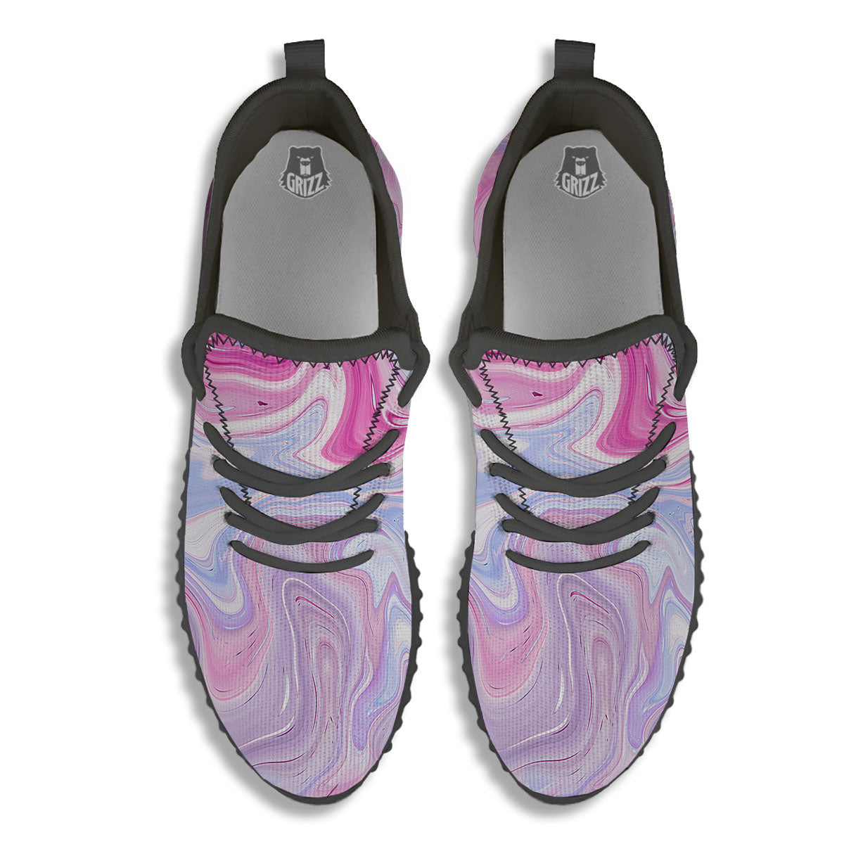 Liquid And Fluid Marble Pink Print Black Walking Shoes-grizzshop