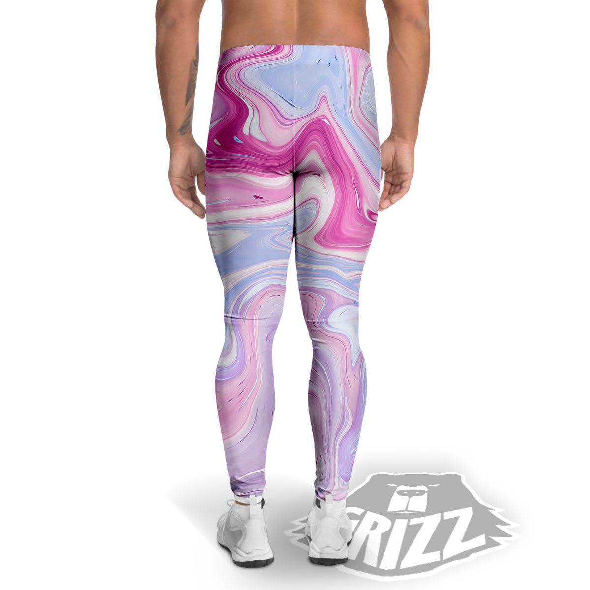 Liquid And Fluid Marble Pink Print Men's Leggings-grizzshop